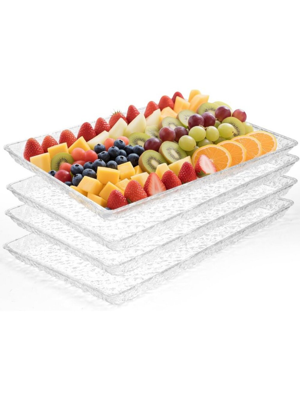 4-Pack Extra Thick Acrylic Serving Trays - Shatterproof, Reusable Platters for